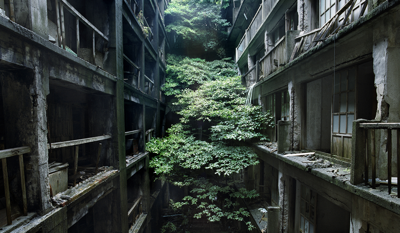 Derelict residential building on the island of Hashima, Japan, 2008