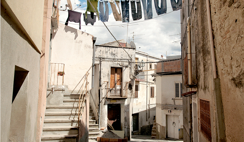A view of the alleys of Riace in Calabria, also known as the “village of welcome”